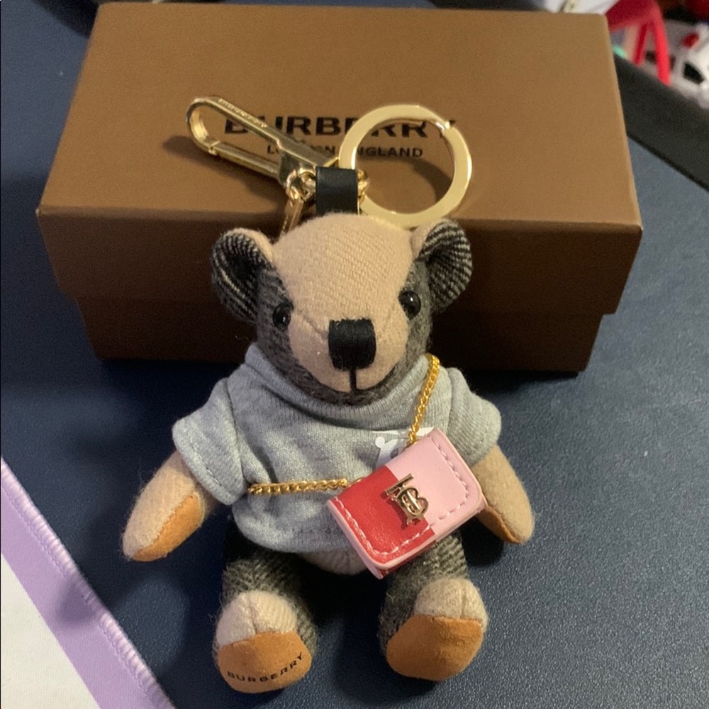 Burberry Pink and Gray Key & Card Holder